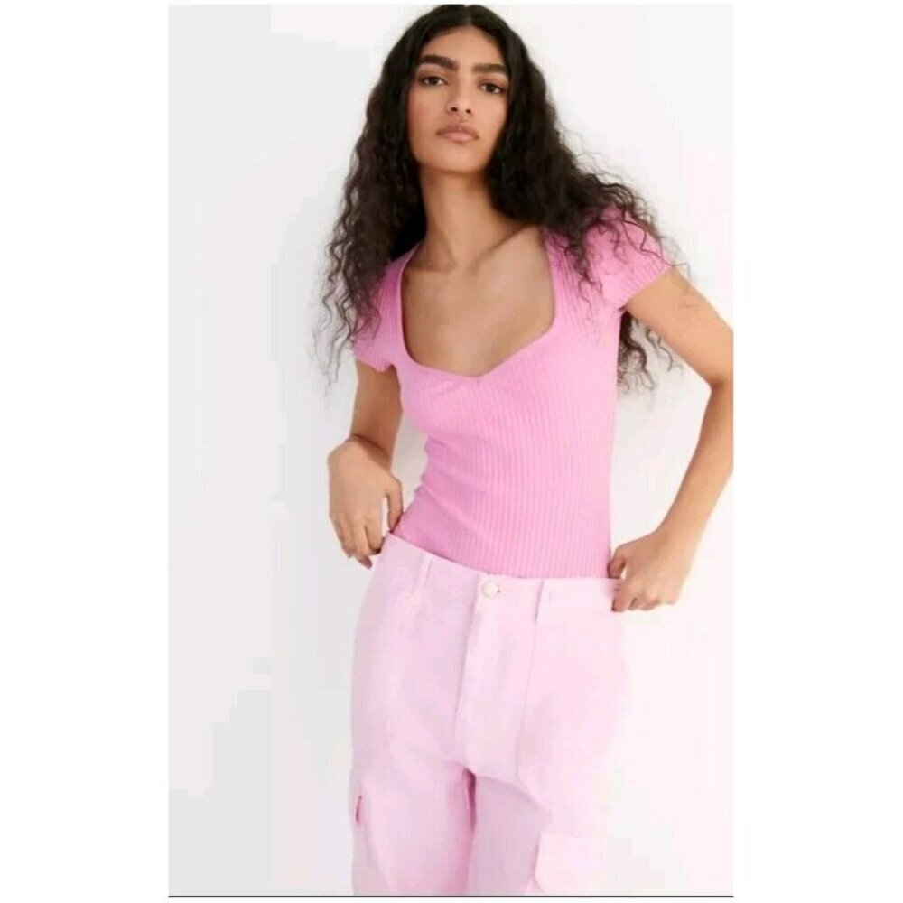 Zara Ribbed Bodysuit Pink 0858 315 size L ref. 0858 315